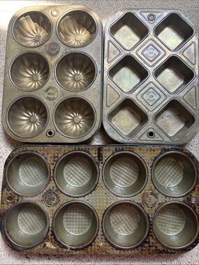 Vintage EKCO & Ovenex Muffin Pan Lot, Farmhouse Kitchen Decor